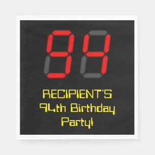 94. Geburtstag: Red Digital Clock Style "94" + Nam Serviette