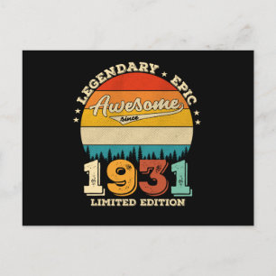 94. Geburtstag Retro Awesome Geburtstagsgeschenk f Postkarte