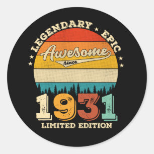 94. Geburtstag Retro Awesome Geschenk zum 94. Gebu Runder Aufkleber