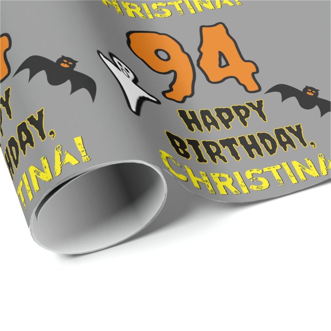 94. Geburtstag: Spooky Halloween Thema, Individuel Geschenkpapier (Rolleneckpunkt)