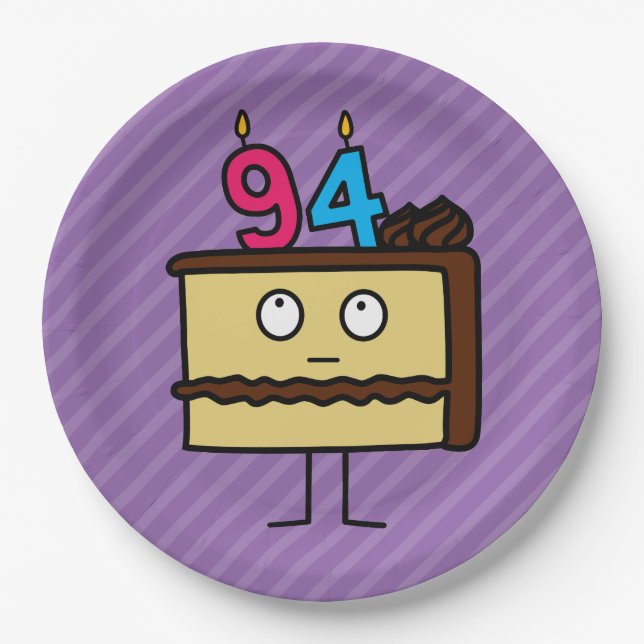 94. Geburtstagskuchen mit Kerzen Pappteller (Vorderseite)