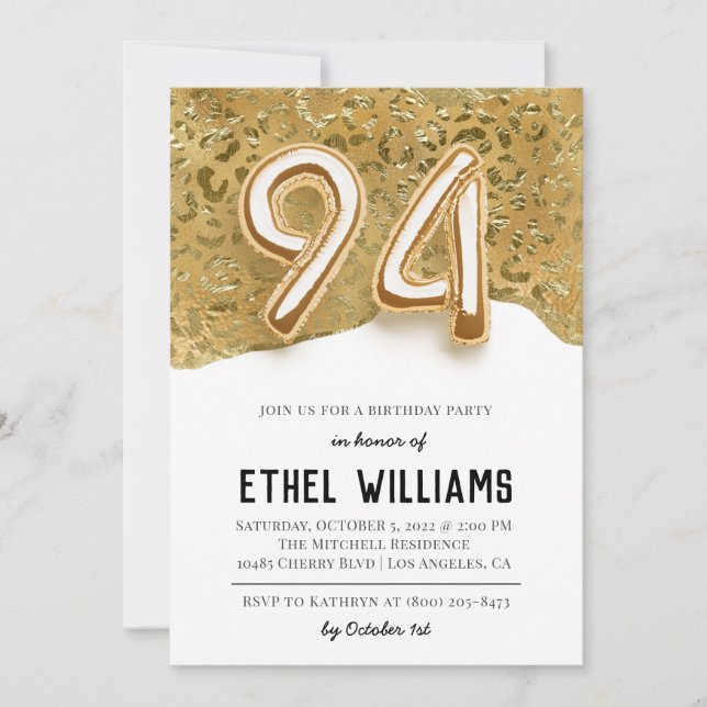 94. Geburtstagsparty Einladung (Vorderseite)