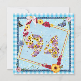 94. Geburtstagsparty Einladung Blume, Schmetterlin