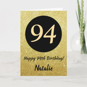 94. Happy Birthday Black and Gold Glitzer Card Karte