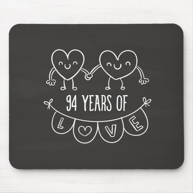 94. Jubiläum Geschenk Chalk Herzen Mousepad (Vorne)