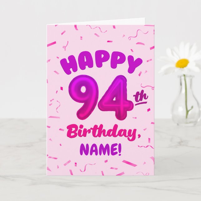 94th Balloon Number Custom Name Birthday Card Karte (Kleine Pflanze)