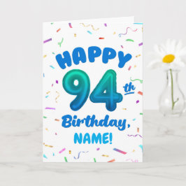 94th Balloon Number Custom Name Birthday Card Karte