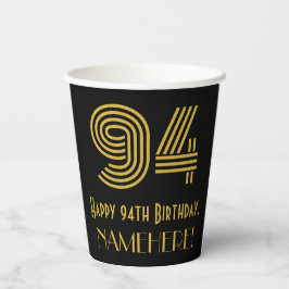 94th Birthday: Art Deco Inspired Look “94” & Name Pappbecher