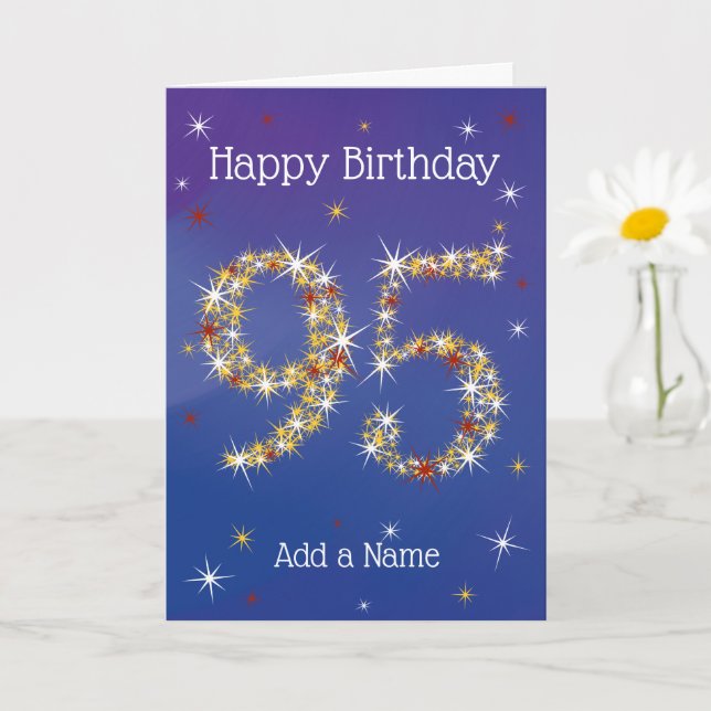 95. Geburtstag - 95. Stars - Blau - Alter 95 Karte (Kleine Pflanze)