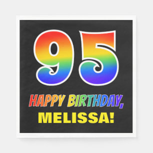 95. Geburtstag: Bold, Fun, Simple, Rainbow 95 Serviette