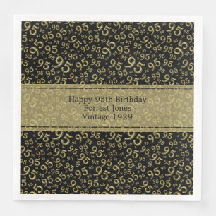 95. Geburtstag Cool Zahlenmuster Schwarz/Gold Serviette