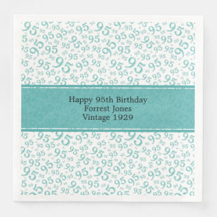 95. Geburtstag Cooles Zahlenmuster Aquamarin/weiß Serviette