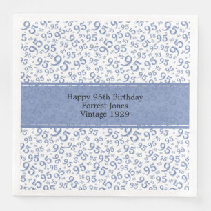 95. Geburtstag Cooles Zahlenmuster Blau/Weiß Serviette