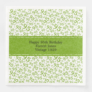 95. Geburtstag Cooles Zahlenmuster Grün/Weiß Serviette