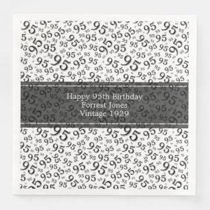 95. Geburtstag Cooles Zahlenmuster Schwarz/Weiß Serviette