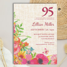 95. Geburtstag Elegante Feste Florale Leinenparty