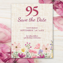 95. Geburtstag Elegante rosa florale Save-the-Date