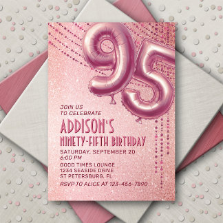 95. Geburtstag Frauen Rose Gold Einladung