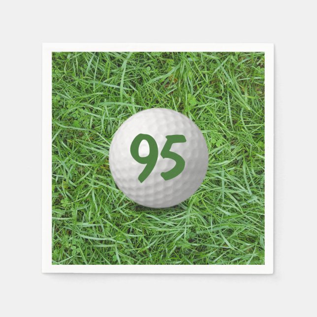 95. Geburtstag Golf Ball auf Grass Napkins Serviette (Vorderseite)