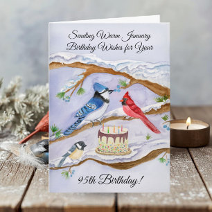 95. Geburtstag Hinterhofvögel Aquarell Karte