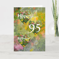 95. Geburtstag Hübsche Grüne Herzen Grußkarte
