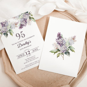 95. Geburtstag Lila Spring Lilac Blume Einladung