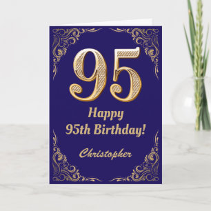 95. Geburtstag Navy Blue und Gold Glitzer Frame Karte