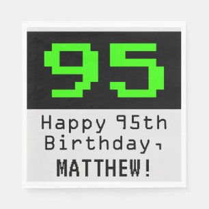95. Geburtstag - Nerdy / Geeky Style "95" & Name Serviette