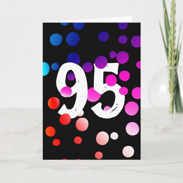 95. Geburtstag Rainbow Dots auf Black Karte (Vorderseite)