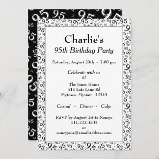 95. Geburtstag Random Zahlenmuster Schwarz/Weiß Einladung