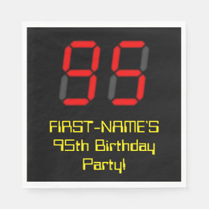 95. Geburtstag: Red Digital Clock Style "95" + Nam Serviette