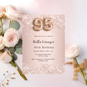 95. Geburtstag Rose Gold Rosa Konfetti Einladung