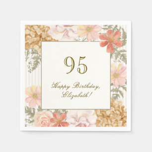 95. Geburtstag Serviette Herbstfarben Blumenstreif