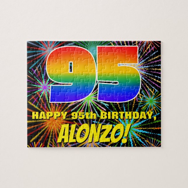 95. Geburtstag: Spaß, bunte feierliche Feuerwerke Puzzle (Horizontal)