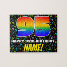 95. Geburtstag — Spaß, bunte Musiksymbole & "95"