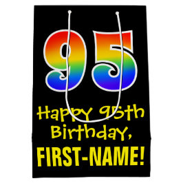 95. Geburtstag: Spaß, kühl, farbig, Regenbogen "95 Mittlere Geschenktüte