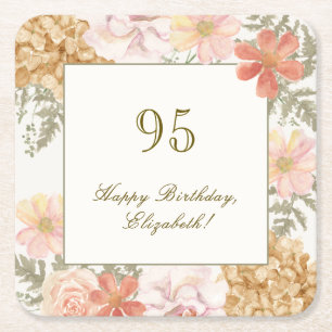 95. Geburtstag Untersetzer Herbstfarben Floral Elf