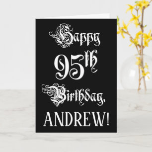 95. Geburtstag: Verschnörkelte, elegante Schrift + Karte