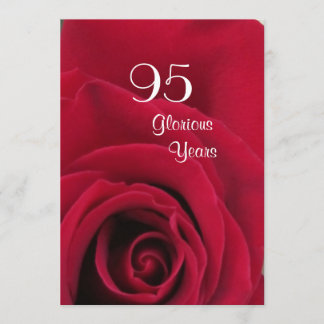 95. Geburtstags-Feier! - Tiefe Rote Rose Einladung