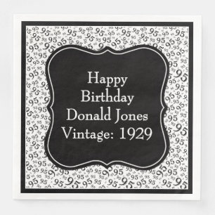 95. Geburtstags Schwarz/Weiß-Bracket-Zahlenmuster Serviette