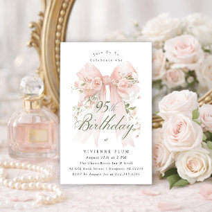 95. Geburtstagsfeier Rosa Coquette-Band Rose Blume Einladung