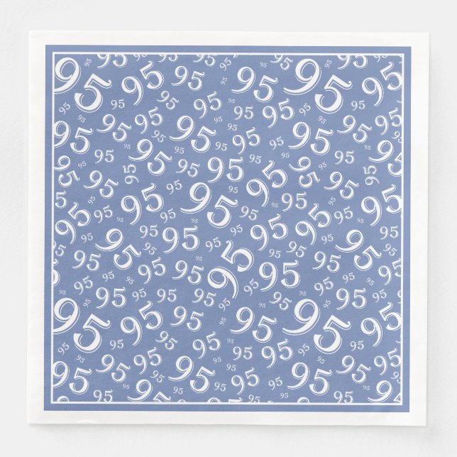 95. Geburtstagsfeiertag Muster Blau/Weiß Serviette (Vorderseite)