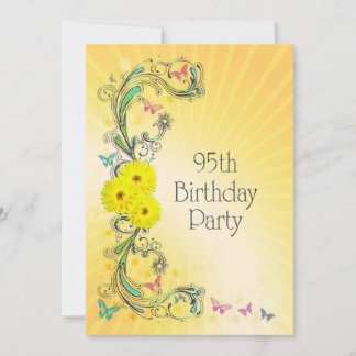95. Geburtstagsparty Einladung mit gelben Blumen