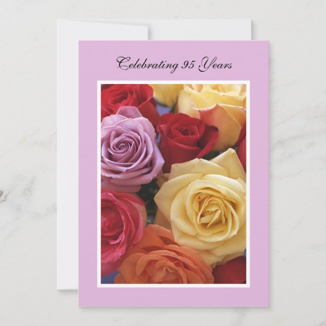 95. Geburtstagsparty Einladung Schöne Rose (Vorderseite)