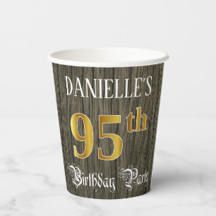 95. Geburtstagsparty - Imitate Gold & Imitate Wood Pappbecher