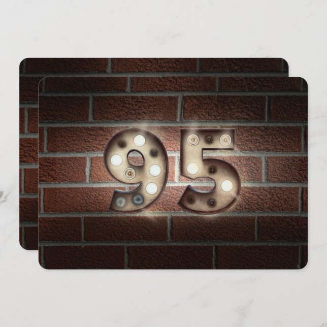 95. Geburtstagsparty-Markise auf Backstein Einladung (Vorne/Hinten)