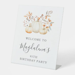 95. Geburtstagsparty Pumpkin Herbstlaub Willkommen Sockelschild