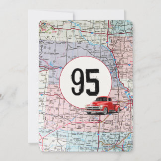 95. Geburtstagsparty Red Retro Truck Einladung