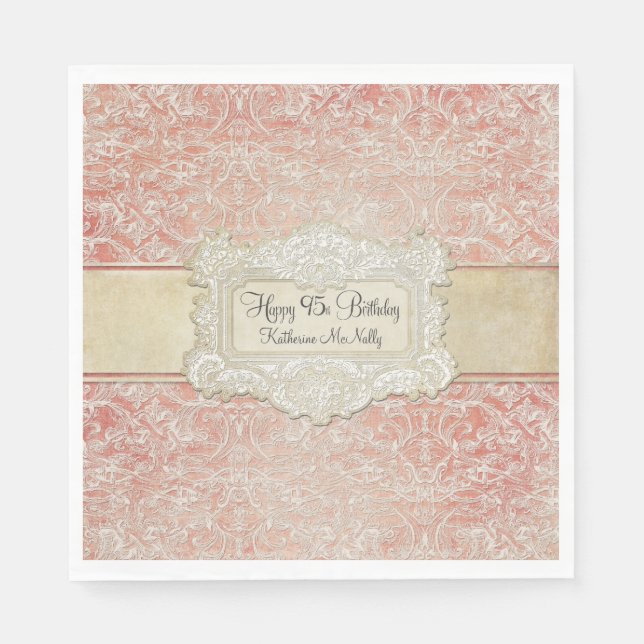 95. Geburtstagsparty Vintag Französisches Spitzenr Serviette (Vorderseite)