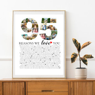 95 Gründe, warum wir dich lieben Fotocollage Gebur Poster